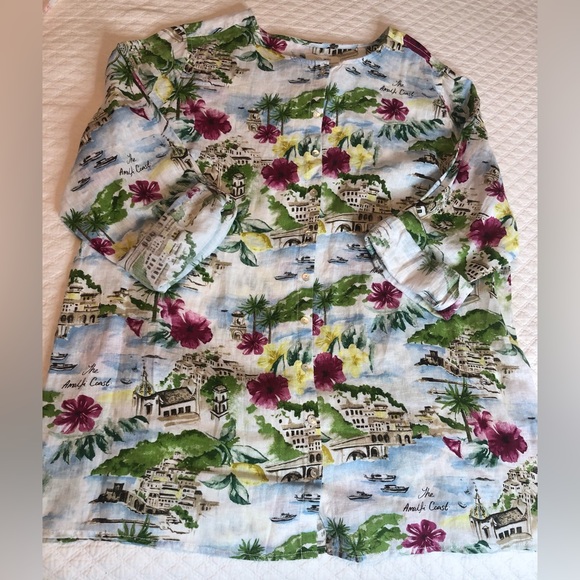 Cynthia Rowley women’s 100% linen button front floral  print blouse size… - Picture 6 of 8